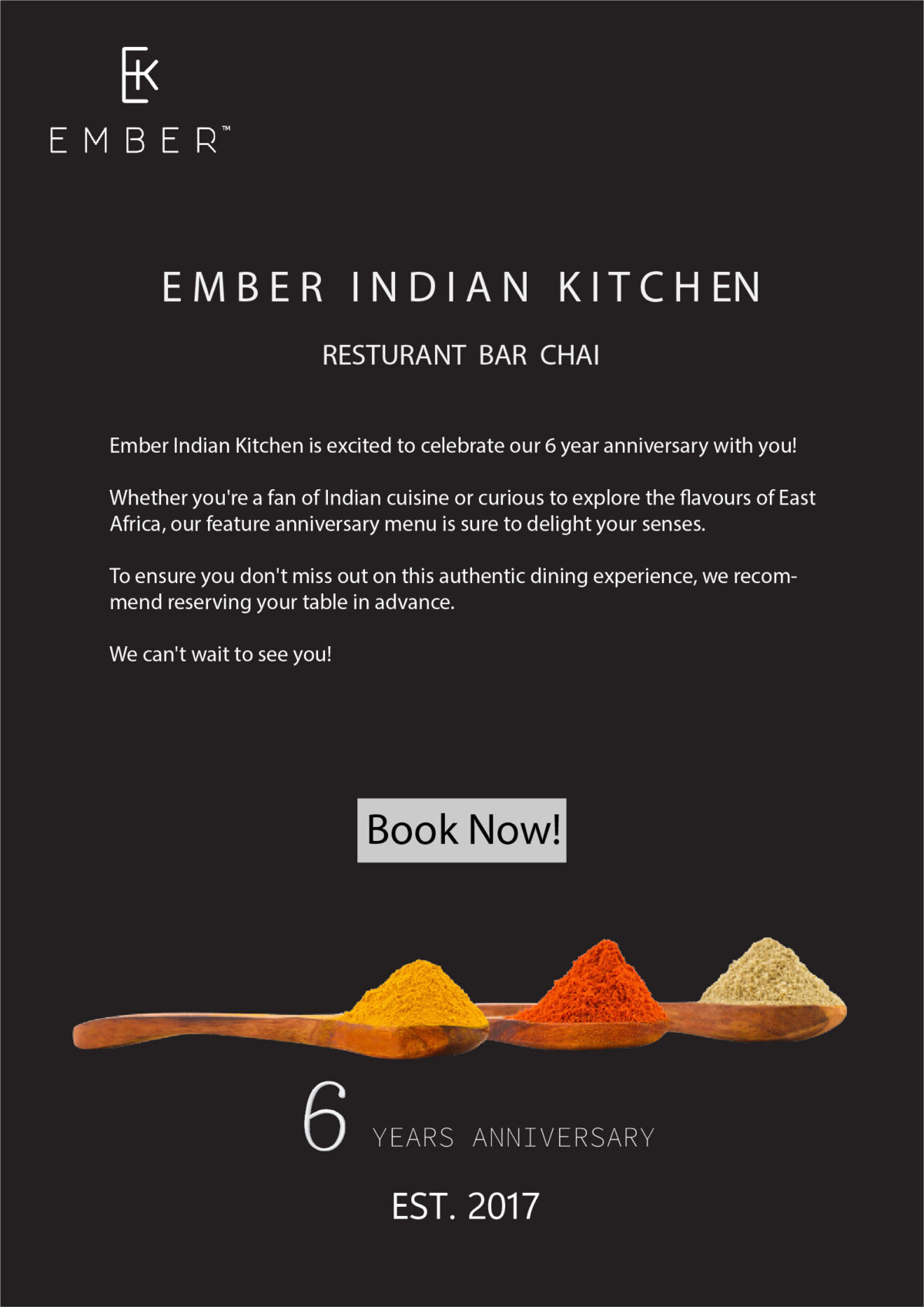 6 years Anniversary Ember Indian Kitchen, Steveston BC